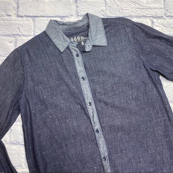 Gap 1969 Polka Dot Two Tone Denim Top - Picture 2 of 7